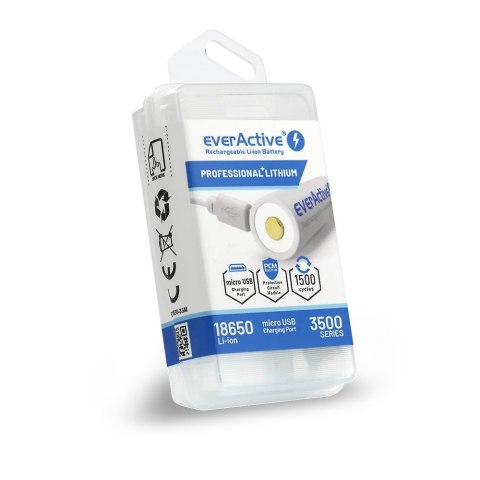 Akumulator 18650 3,7V Li-ion 3500 mAh micro USB EverActive