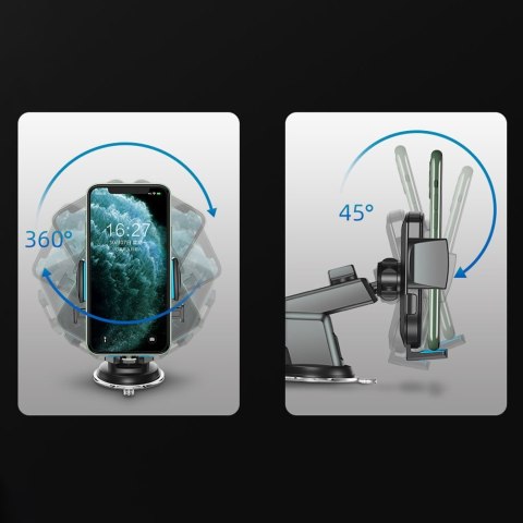 Uchwyt na telefon z teleskopowym wysuwanym ramieniem na deskę rozdzielczą i szybę czarny JOYROOM