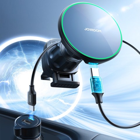 Uchwyt samochodowy z ładowarką do telefonu Qi2 15W na kratkę nawiewu - czarny JOYROOM