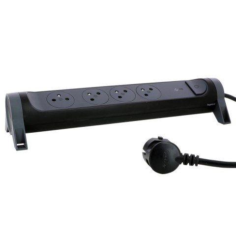 Przedłużacz 4x2PZ 1,5m czarny Legrand