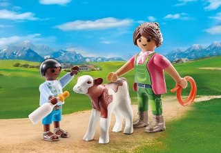 Zestaw z figurkami Duo Pack 71803 Gospodyni wiejska z dzieckiem i cielakiem Playmobil