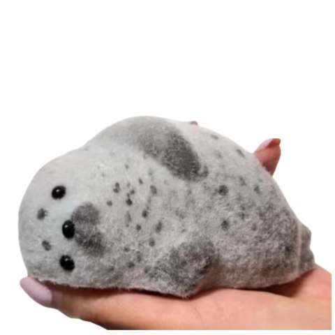 Gniotek Silikonowy Foka Z Sierścią Miękka Do Ugniatania Szara 12 cm LEAN TOYS