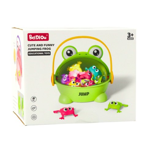 Gra Zręcznościowa Skaczące Żabki Pojemnik 15 Żabek Zielona LEAN Toys