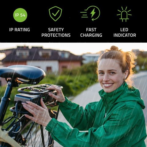 Ładowarka do roweru skutera elektrycznego 36V | 42V | 2A | 5.5*2.1 | wodoodporna + kabel zasilający Qoltec