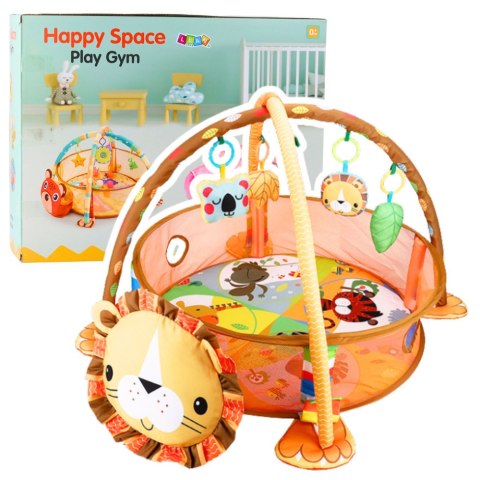 Mata Leżanka Kojec Dla Niemowlaka Basenik Zawieszki Kulki 20 szt 3w1 Lew LEAN Toys