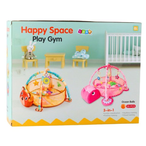 Mata Leżanka Kojec Dla Niemowlaka Basenik Zawieszki Kulki 20 szt 3w1 Lew LEAN Toys