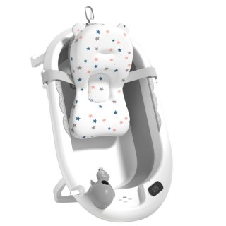 Wanienka Z Termometrem Dla Niemowląt Składana Materac W Gwiazdki Szara LEAN