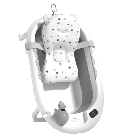 Wanienka Z Termometrem Dla Niemowląt Składana Materac W Gwiazdki Szara LEAN