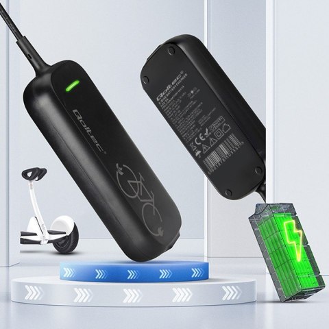 Ładowarka do roweru skutera elektrycznego 36V | 42V | 2A | 5.5*2.5 + wodoodporna + kabel zasilający Qoltec