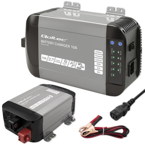 Inteligentna ładowarka Monolith do akumulatorów LiFePO4 AGM GEL SLA | 10A | 24V Qoltec