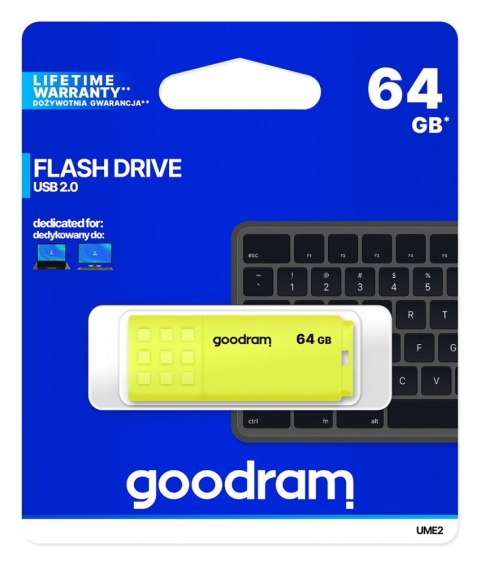 Pendrive UME2 64GB USB 2.0 Żółty GOODRAM