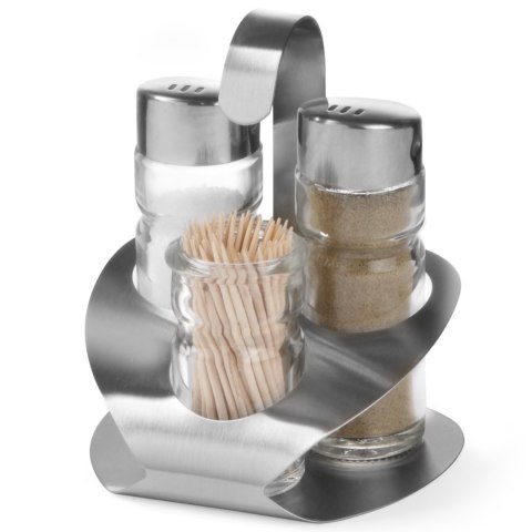 Zestaw do przypraw ze stali nierdzewnej sól pieprz wykałaczki - Hendi 465325 Hendi