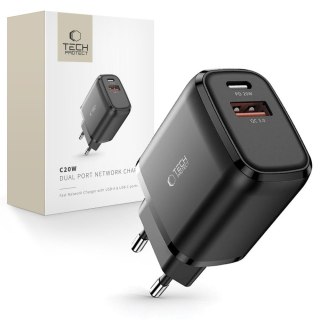 Ładowarka sieciowa USB-C PD 20W / USB-A QC 3.0 - czarna Tech-Protect