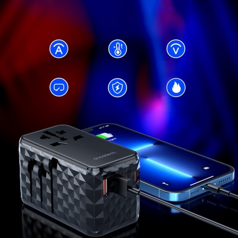 Adapter ładowarka podróżna EU / US / AUS / UK 2x USB-C 2x USB-A 100W - czarny CHOETECH