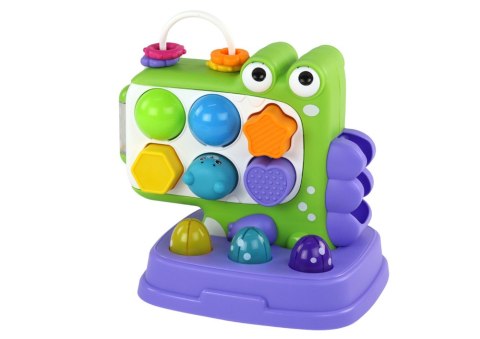 Dinozaur Panel Edukacyjny Whac-A-Mole Sorter Gra Dla Dzieci Fioletowy LEAN Toys