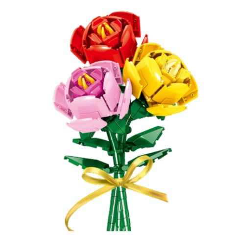 Klocki Konstrukcyjne Róża Z Kokardą Czerwona 92 el. LEAN Toys