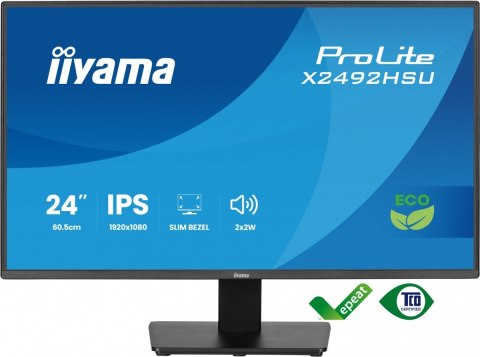 Monitor 24 cale X2492HSU-B1 IPS,FHD,HDMI,DP,120Hz,300cd,4ms,USB HUBx2cienkie ramki, 1500:1, ErP B IIYAMA