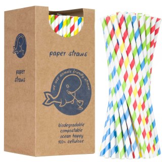 Słomki papierowe BIO ekologiczne PAPER STRAWS 6/205mm - mix 250szt. GSG24