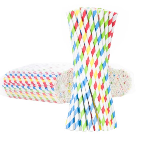 Słomki papierowe BIO ekologiczne PAPER STRAWS 6/205mm - mix 500szt. GSG24
