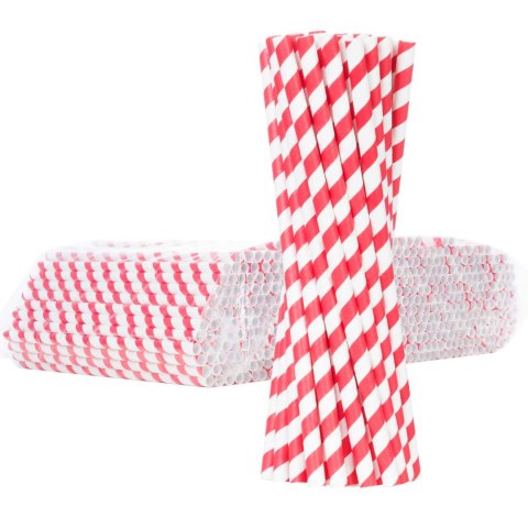 Słomki papierowe BIO ekologiczne PAPER STRAWS grube 8/205mm - biało-czerwone 500szt. GSG24