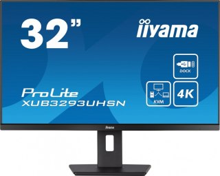 Monitor ProLite XUB3293UHSN 31.5 cala XUB3293UHSN-B5 IPS,4K,USB-C DOCK,KVM,SLIM,2x3W,RJ45 IIYAMA