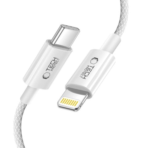 Kabel przewód USB-C - iPhone Lightning PD 27W 3A 100 cm - szary Tech-Protect
