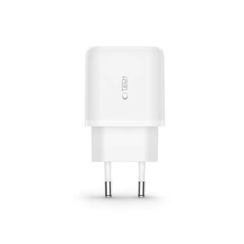 Ładowarka sieciowa USB-C PD 20W / USB-A QC 3.0 z kablem USB-C / iPhone Lightning - biała Tech-Protect