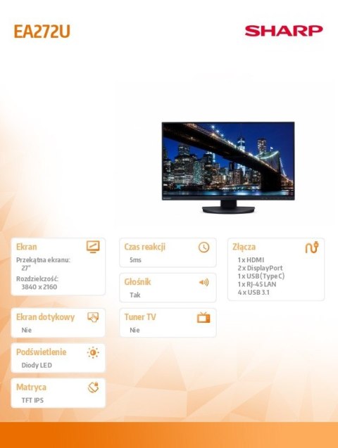 Monitor MultiSync EA272U 27 cali czarny Sharp