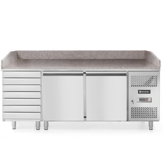 Stół chłodniczy do pizzy 2-drzwiowy z 7 szufladami blat granitowy szer. 202cm - Hendi 232842 Hendi