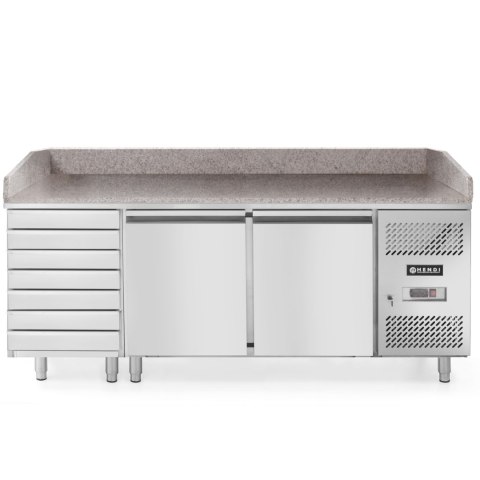Stół chłodniczy do pizzy 2-drzwiowy z 7 szufladami blat granitowy szer. 202cm - Hendi 232842 Hendi
