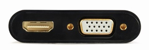Konwerter sygnału VGA do HDMI + VGA czarny, 15 cm Gembird