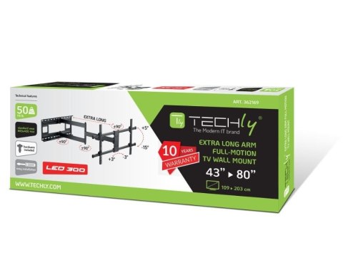 Uchwyt ścienny do TV 43-80 cali 50kg obrotowy uchylny Techly