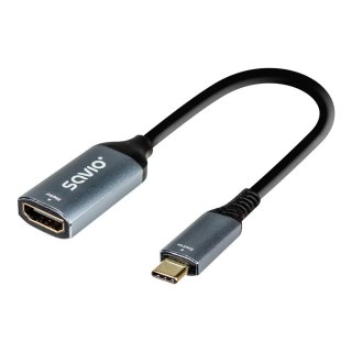 Adapter USB-C (M) - HDMI (F), 4K, 60Hz, aluminium, AK-78 Savio