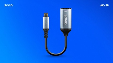 Adapter USB-C (M) - HDMI (F), 4K, 60Hz, aluminium, AK-78 Savio