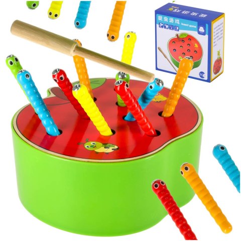 Złap robaczka gra zręcznościowa dla dzieci drewniane jabłko Kik Sp. z o. o. Sp. k.