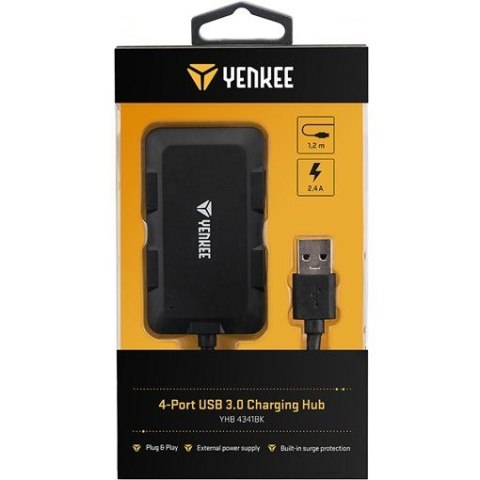 Hub ładujący z 4 portami USB YHB 4341BK, YENKEE