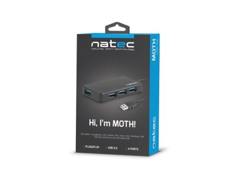 Koncentrator USB 4 porty Moth USB 3.0 czarny Natec