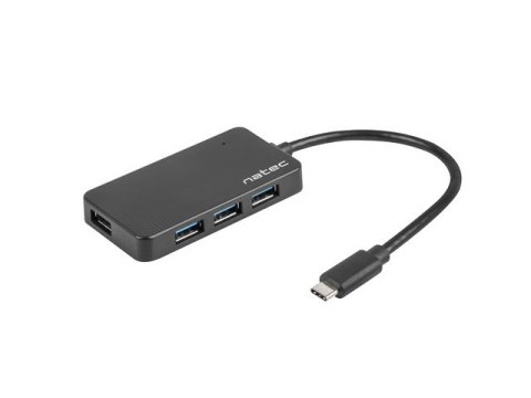 Koncentrator USB 4 porty Silkworm USB 3.0 czarny USB-C Natec