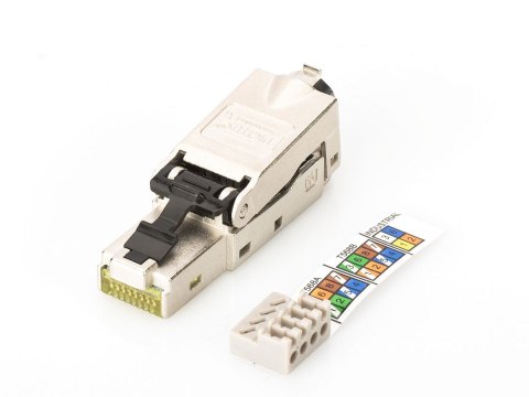 Wtyk modularny RJ45 kat.6A, PoE+, 10GbE, STP, ekranowany, metalowy, beznarzędziowy, AWG 27-22, zaślepka Digitus