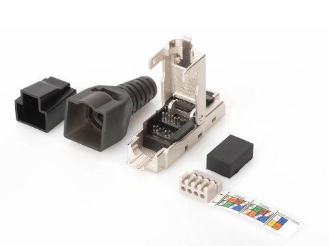Wtyk modularny RJ45 kat.6A, PoE+, 10GbE, STP, ekranowany, metalowy, beznarzędziowy, AWG 27-22, zaślepka Digitus