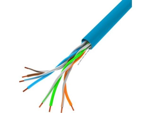 Kabel LAN UTP 100Mb/s 305m drut cca niebieski Lanberg