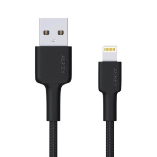 CB-AL05 kabel Lightning - USB-A 2m MFi Apple nylonowy oplot czarny AUKEY
