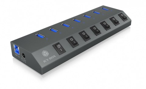 IB-HUB1701-C3 7xUSB Type-A, włącznik/wyłącznik dla każdego USB portu IcyBox