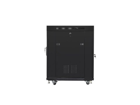 Szafa instalacyjna rack stojąca 19 15U 600x800 czarna, drzwi szklane lcd (flat pack) Lanberg