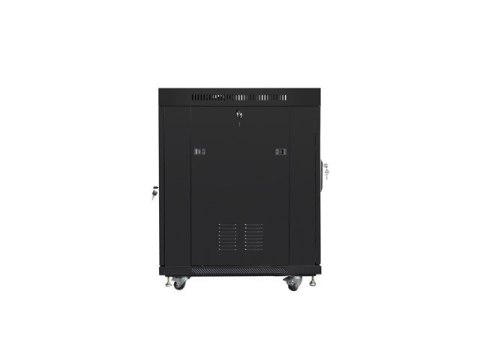 Szafa instalacyjna rack stojąca 19 15U 600x800 czarna, drzwi szklane lcd (flat pack) Lanberg