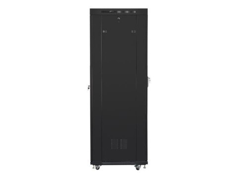 Szafa instalacyjna rack stojąca 19 42U 600x800 czarna, drzwi szklane lcd (Flat pack) Lanberg