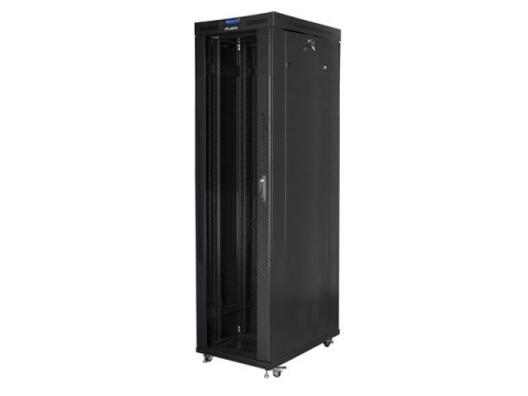 Szafa instalacyjna rack stojąca 19 47U 800x1000 czarna, drzwi szklane LCD (Flat pack) Lanberg