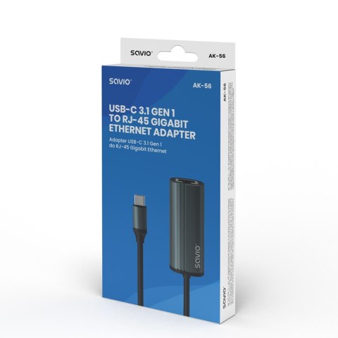Adapter USB-C 3.1 Gen 1 do RJ-45 Gigabit Ethernet, AK-56 Savio