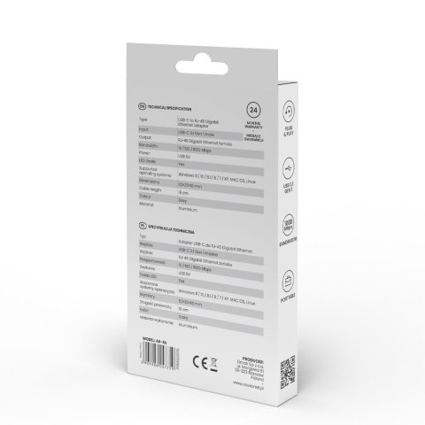 Adapter USB-C 3.1 Gen 1 do RJ-45 Gigabit Ethernet, AK-56 Savio
