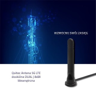 Antena 5G LTE dookólna DUAL | 8 dBi | wewnętrzna Qoltec